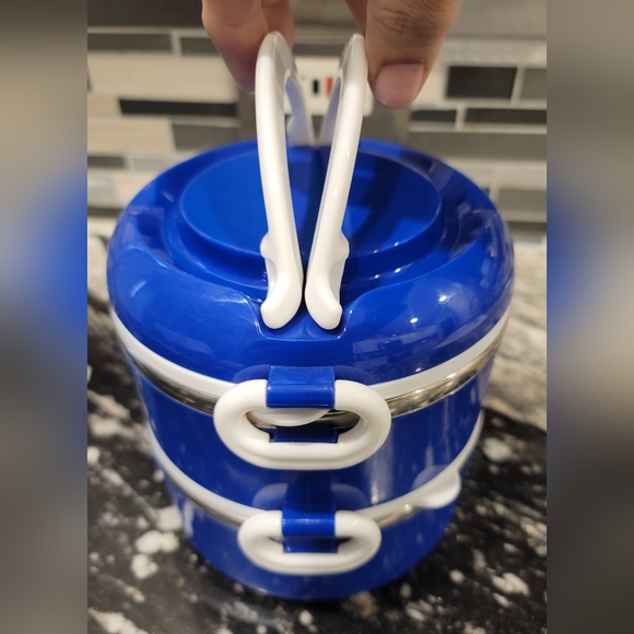 Weight Watchers WW Stackable Bowls Storage Containers With Handles Blue White - Picture 2 of 13